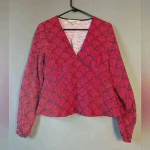 Boden long sleeve shirt women 8 red and navy